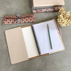 Housse en cuir recyclé pour cahier à spirales A5 rechargeable avec poche et boucle pour stylo