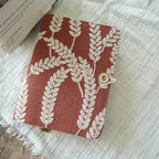 Carnet de notes brodé orge, rouge rouille, A5 A6, fait main, couverture souple, journal, bloc-notes