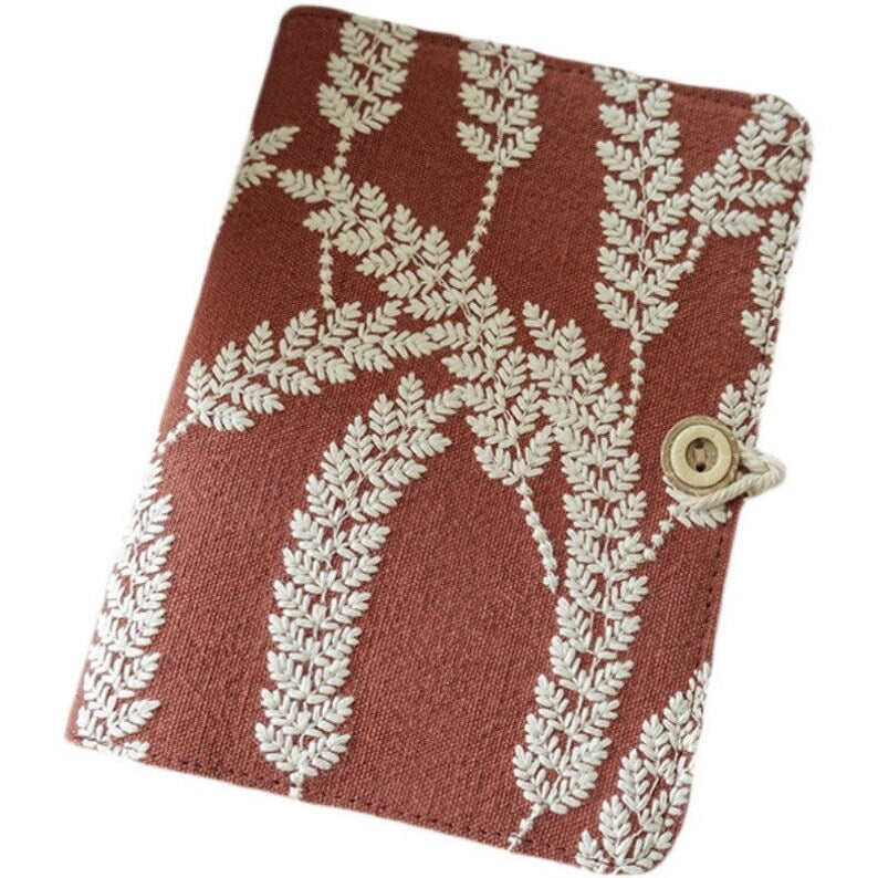 Carnet de notes brodé orge, rouge rouille, A5 A6, fait main, couverture souple, journal, bloc-notes