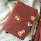 Embroidered Pumpkin Fabric Notebook Journal A5 A6 Loose-leaf Thread-bound Lined Grid Blank Pages Vintage Handmade