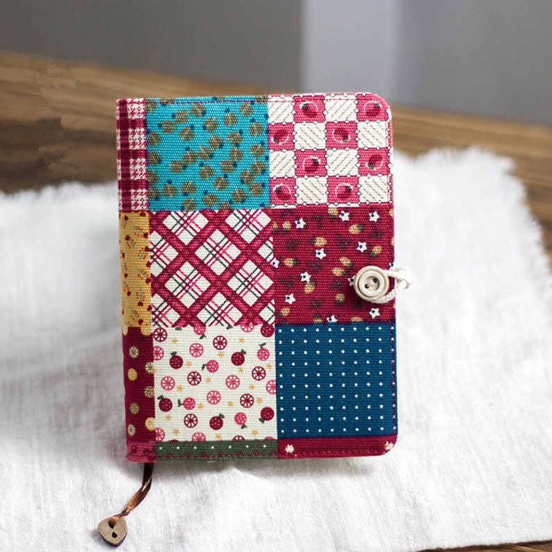 Handmade Patchwork Cloth Notebook Journal A5 A6 Thread-bound Loose-leaf Blank Grid Pages Floral Printed