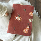 Embroidered Pumpkin Fabric Notebook Journal A5 A6 Loose-leaf Thread-bound Lined Grid Blank Pages Vintage Handmade