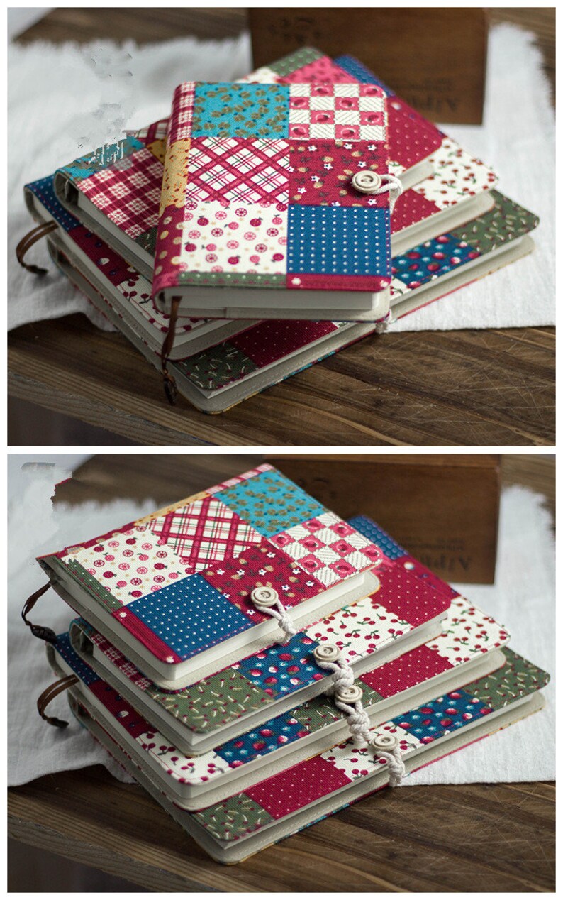 Handmade Patchwork Cloth Notebook Journal A5 A6 Thread-bound Loose-leaf Blank Grid Pages Floral Printed