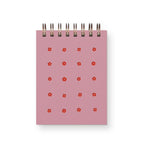 Mini carnet de notes Flower Grid - Carnet de poche, reliure spirale, pages vierges, 3x4 pouces