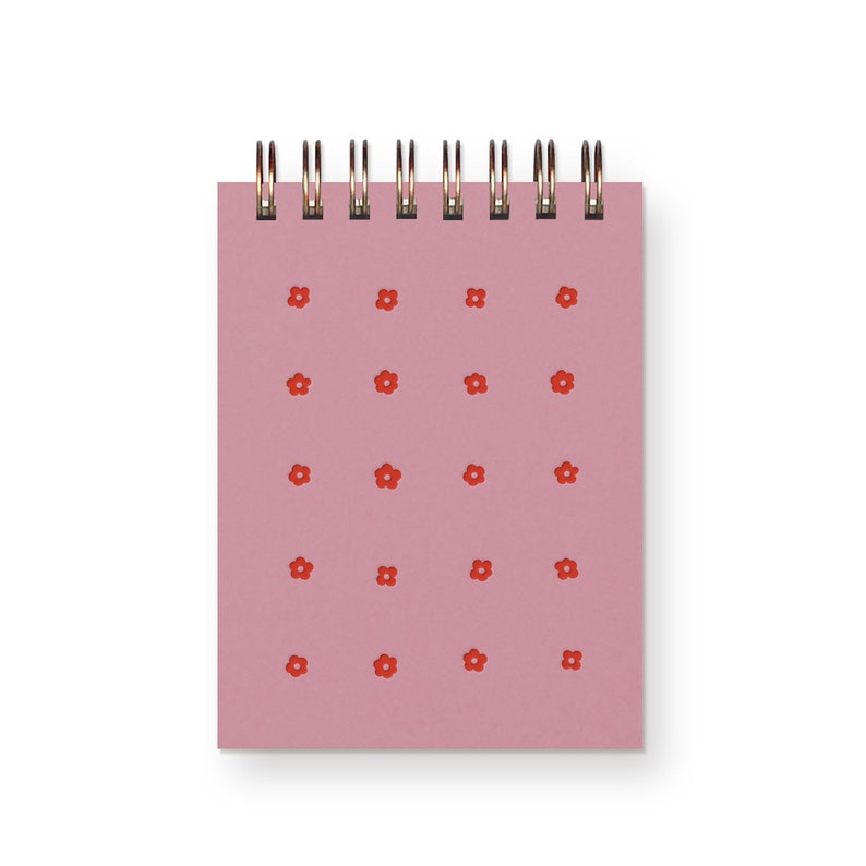 Mini carnet de notes Flower Grid - Carnet de poche, reliure spirale, pages vierges, 3x4 pouces