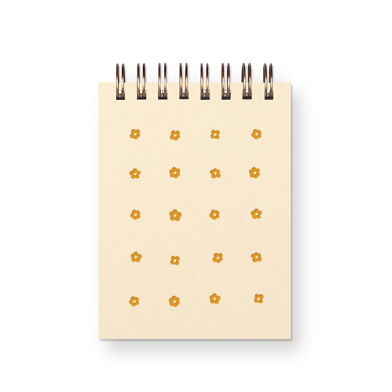 Mini carnet de notes Flower Grid - Carnet de poche, reliure spirale, pages vierges, 3x4 pouces