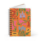 Journal à spirale orange fleur coloré 5x7, 150 pages lignées, couverture laminée brillante