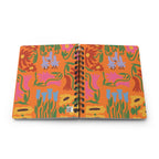 Journal à spirale orange fleur coloré 5x7, 150 pages lignées, couverture laminée brillante