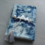 Carnet de notes en coton brodé montagne A5 A6 feuilles mobiles tie-dye plante couverture Hobo blanc doublé grille