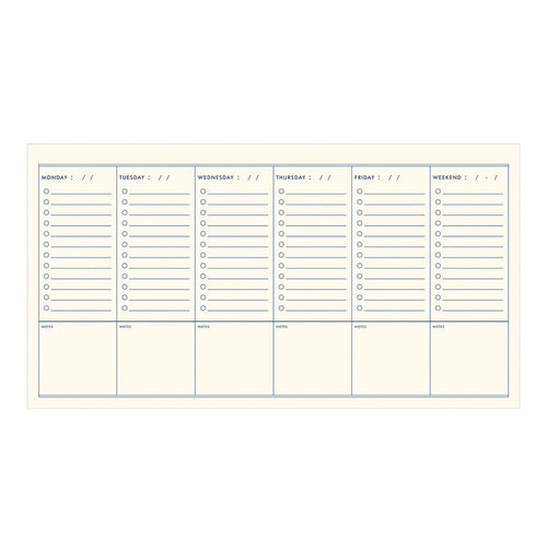 Agenda hebdomadaire non daté à rayures - Ordre du jour, planificateur de liste de contrôle 12x6,5 pouces