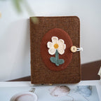 Carnet de notes en tissu patchwork à carreaux en laine A6 A5 Velours côtelé tricoté avec fleurs Bloc-notes rétro à feuilles mobiles avec doublure en pointillés