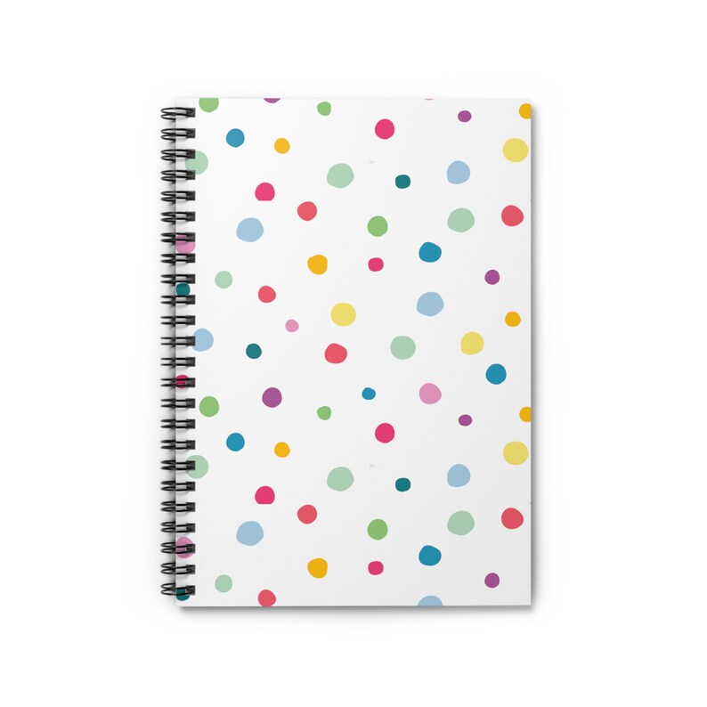 Cahier à spirales coloré à pois – Journal ligné de 118 pages