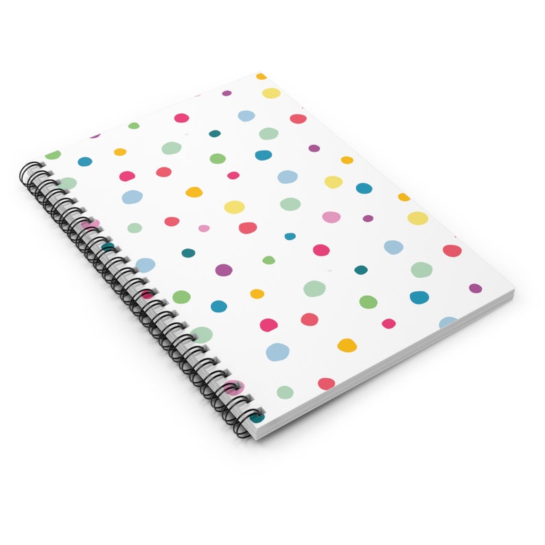 Cahier à spirales coloré à pois – Journal ligné de 118 pages