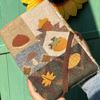 Handmade Patchwork Notebook Cover A5 with Embroidery Autumn Fruits Fabric Journal Refillable Notepad Book Cover