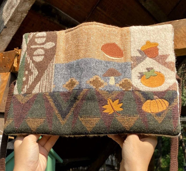 Handmade Patchwork Notebook Cover A5 with Embroidery Autumn Fruits Fabric Journal Refillable Notepad Book Cover