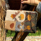 Handmade Patchwork Notebook Cover A5 with Embroidery Autumn Fruits Fabric Journal Refillable Notepad Book Cover