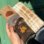 Handmade Patchwork Notebook Cover A5 with Embroidery Autumn Fruits Fabric Journal Refillable Notepad Book Cover