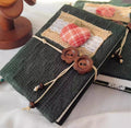 Carnet patchwork en tissu tricoté vert foncé, couverture en laine Vantage A5/A6, rechargeable, fait main