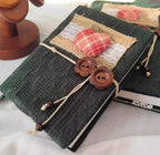 Carnet patchwork en tissu tricoté vert foncé, couverture en laine Vantage A5/A6, rechargeable, fait main