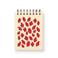 Carnet de notes à motif fraise - Carnet de poche, revue, 3x4 pouces, 65 pages blanches, reliure spirale