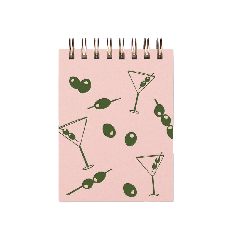 Carnet de notes Motif Martini - Revue de poche 7.6x10.2 cm - Reliure spirale - Pages blanches