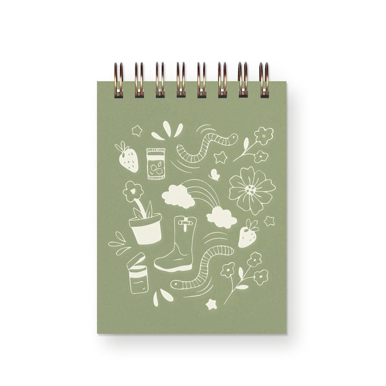 Mini Carnet de Notes Garden Doodle - Carnet de Poche, Reliure Spirale, Pages Blanches, 7,6x10,2 cm
