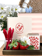 Carnet de notes à motif fraise - Carnet de poche, revue, 3x4 pouces, 65 pages blanches, reliure spirale