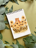 Carnet de notes ours tournesol A6 à spirales, cahier ligné, journal de voyage, papeterie kawaii