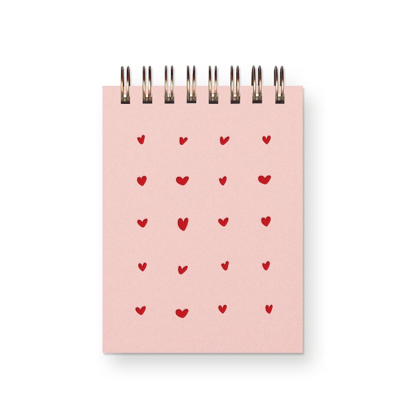 Mini carnet de notes en forme de coeur - Cahier vierge reliure spirale 7,6x10,2 cm