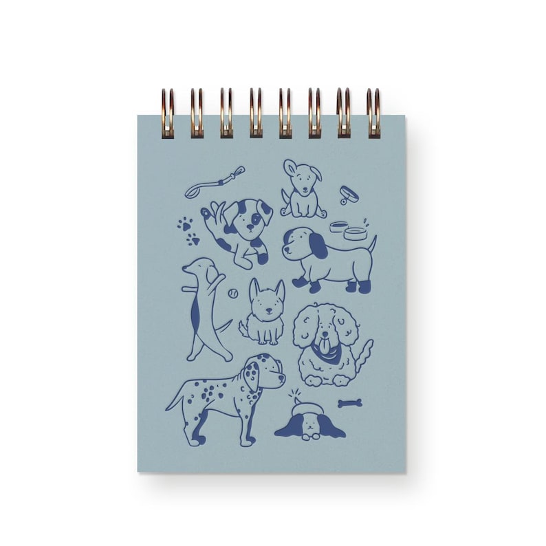 Mini carnet de notes chien | Cahier de poche reliure spirale | Pages blanches 3x4 pouces