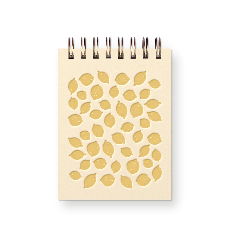 Mini carnet de notes citron, 3"x4", pages blanches, reliure spirale