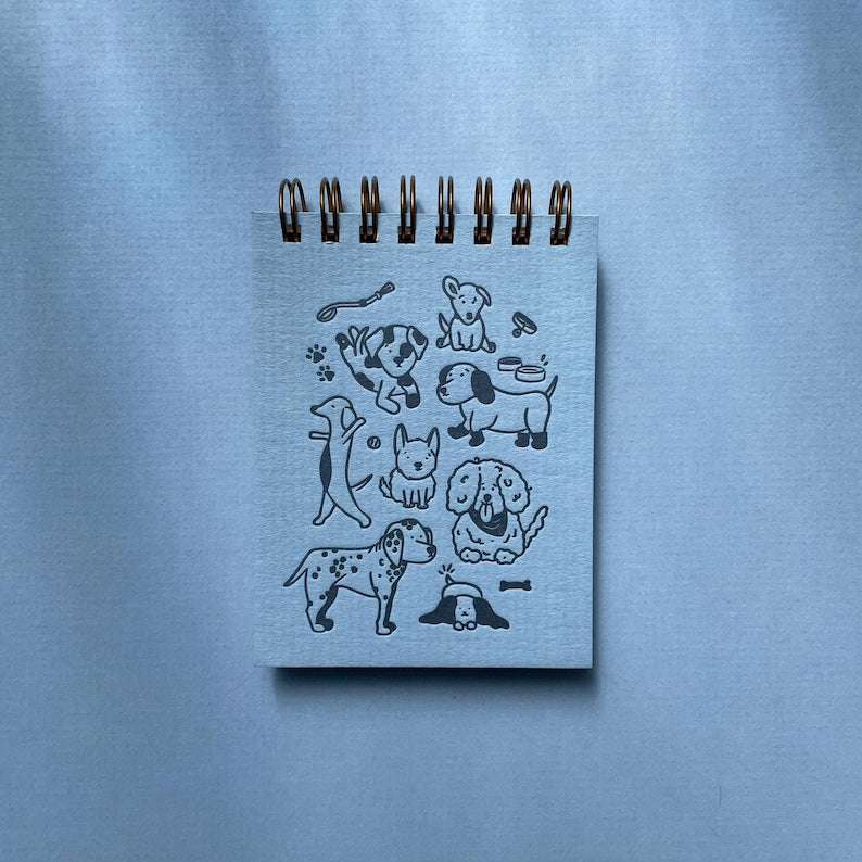 Mini carnet de notes chien | Cahier de poche reliure spirale | Pages blanches 3x4 pouces