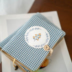 Blue Plaid Flower Fabric Notebook Journal A6 A5 Refillable Loose-Leaf Thread-Bound 11 Inner Paper Styles Handmade Planner Diary