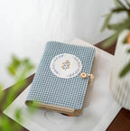 Blue Plaid Flower Fabric Notebook Journal A6 A5 Refillable Loose-Leaf Thread-Bound 11 Inner Paper Styles Handmade Planner Diary