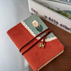 Carnet de notes brodé patchwork A6 A5 en velours côtelé à fleurs, bloc-notes fait main rechargeable