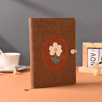 Carnet de notes en tissu patchwork à carreaux en laine A6 A5 Velours côtelé tricoté avec fleurs Bloc-notes rétro à feuilles mobiles avec doublure en pointillés