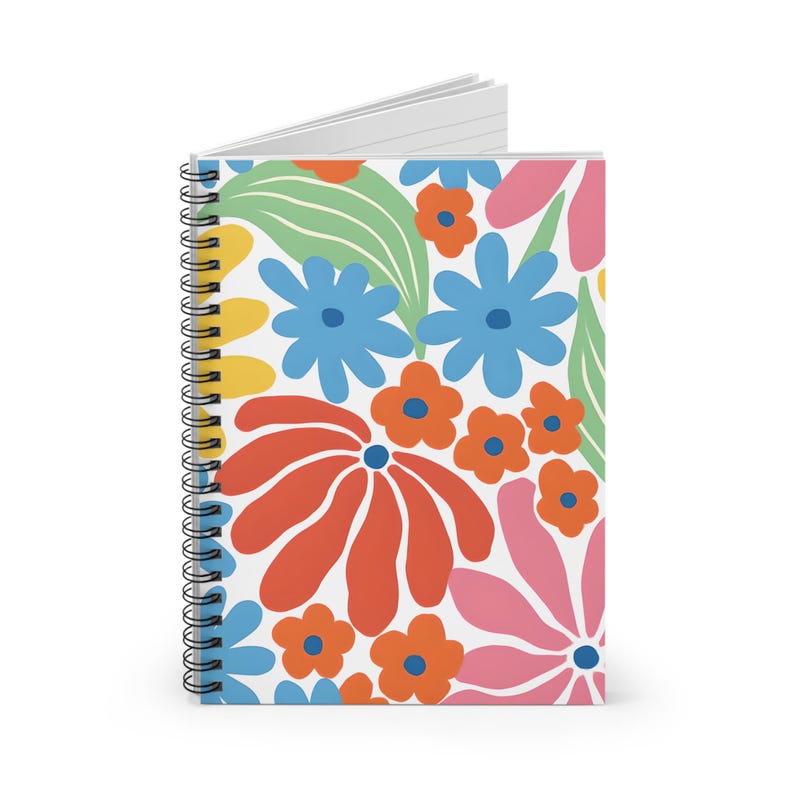 Cahier à spirale floral rétro coloré | Journal ligné 118 pages 6x20 cm