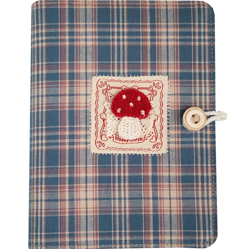 A5 A6 Refillable Fabric Journal, Plaid Patchwork Embroidered Notebook, Cloth-Covered Travel Planner Diary