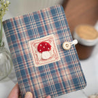A5 A6 Refillable Fabric Journal, Plaid Patchwork Embroidered Notebook, Cloth-Covered Travel Planner Diary