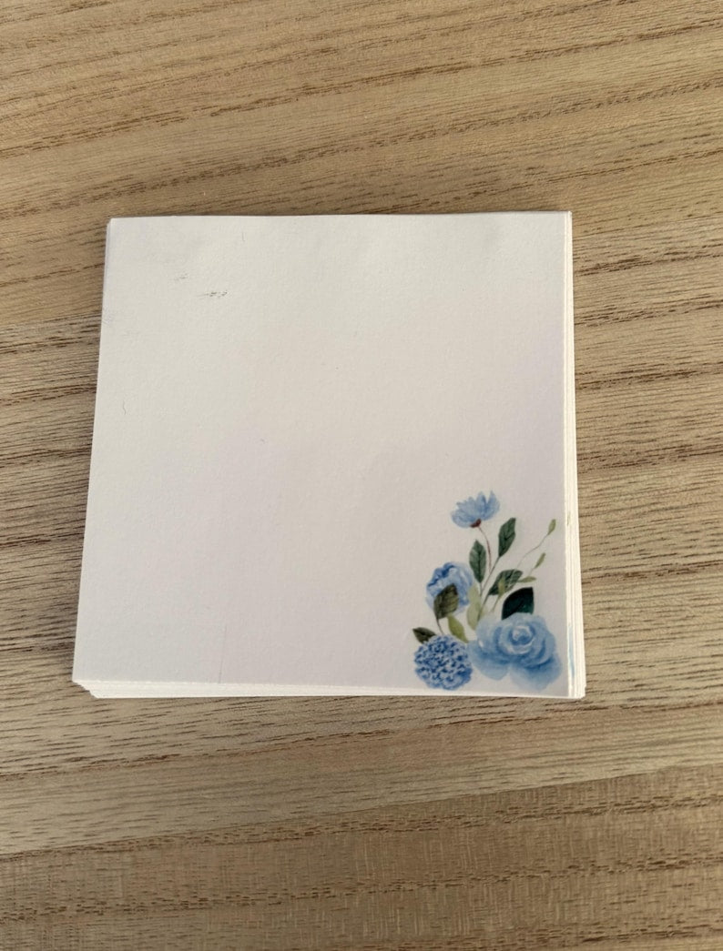 Notes adhésives fleurs bleues - 40 post-it par bloc
