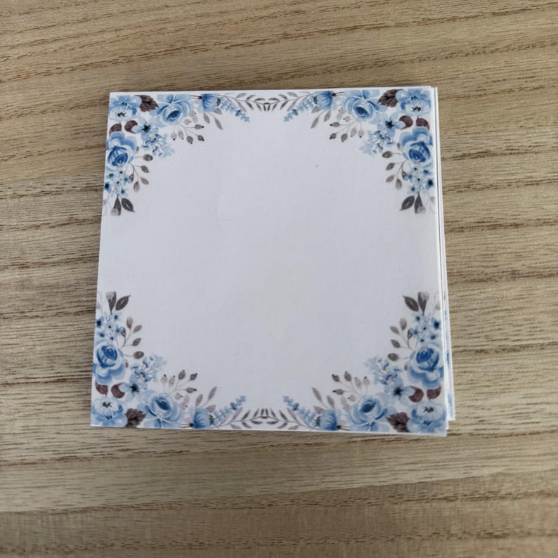 Notes adhésives fleurs bleues - 40 post-it par bloc