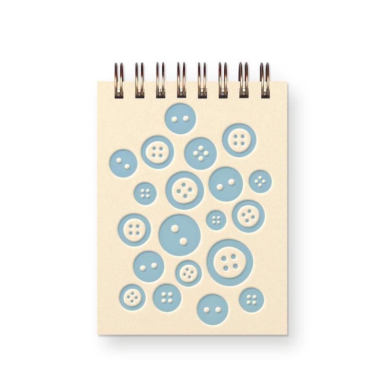 Mini carnet de notes à motif de boutons | Cahier de poche | Reliure spirale | Pages blanches 3x4 pouces
