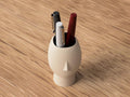 Sculptural Face Pen Holder - Modern Desk Organizer - Beige Ceramic Look Pencil Cup - Minimalist Home Office Decor