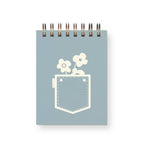 Mini carnet de notes Flower Pocket | Revue | Cahier de poche | Reliure spirale | Pages blanches 3x4 pouces