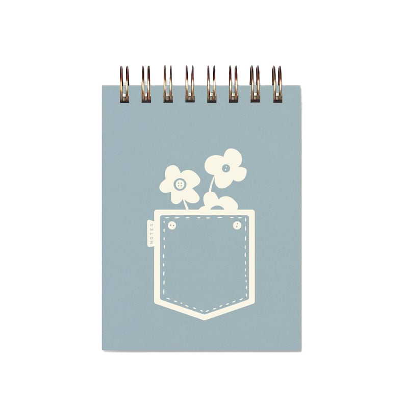 Mini carnet de notes Flower Pocket | Revue | Cahier de poche | Reliure spirale | Pages blanches 3x4 pouces