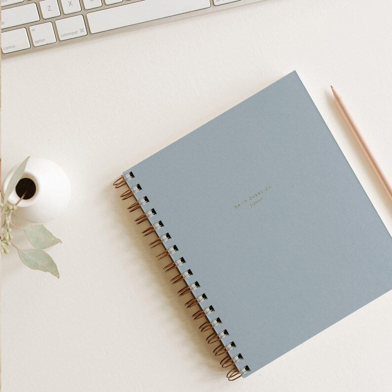 Agenda quotidien Mindful Productivity non daté 90 jours, couverture unie avec feuille d'or