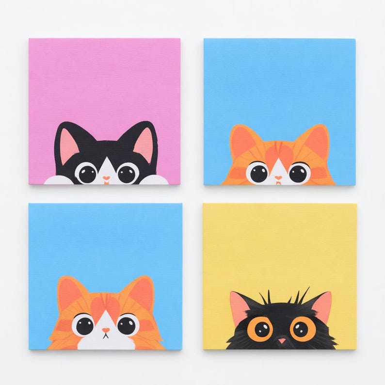 Ensemble de pense-bêtes chat mignon – Blocs-notes autoadhésifs Kawaii 7,62 x 7,62 cm