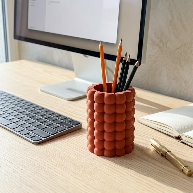 Porte-stylo à bulles en terre cuite | Organiseur de bureau imprimé en 3D
