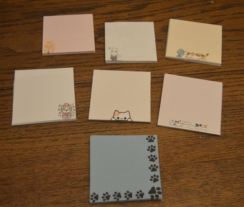 Post-it Chaton avec 40 Notes - Pense-bêtes Personnalisés - 3.5 x 3.5 pouces