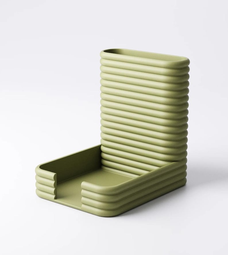 Organiseur de bureau porte-stylo et porte-notes Post-it design côtelé